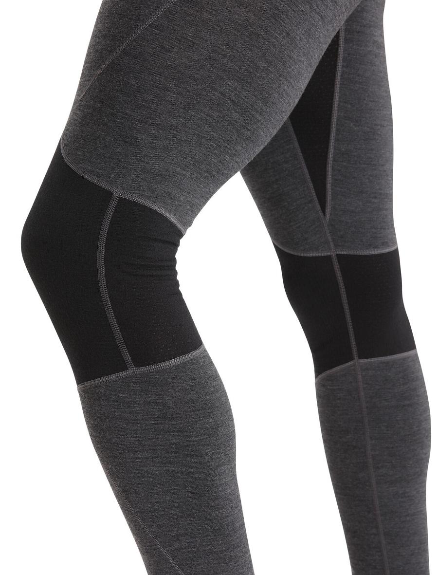 Jet Heather / Black Men's Icebreaker BodyfitZone™ Merino 260 Zone Thermal Leggings | USA 1138CTVE